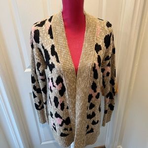 Missimo for Target, Pink & Black Leopard print open cardigan sweater, M.